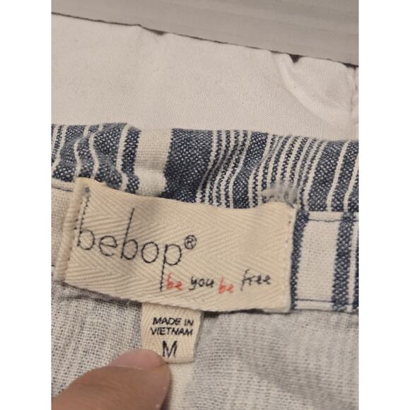 Bebop We The Free Collared Linen Blend Sleeve Flap Pocket Striped Shirt Dress M - Picture 5 of 5